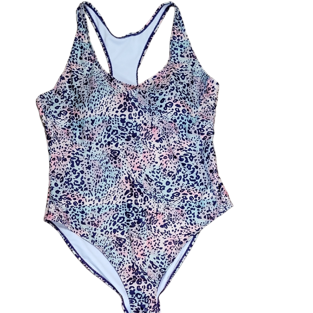 Nicole Miller Studio Multicolor Cheetah One Piece Racerback Swimsuit Size 3X EUC